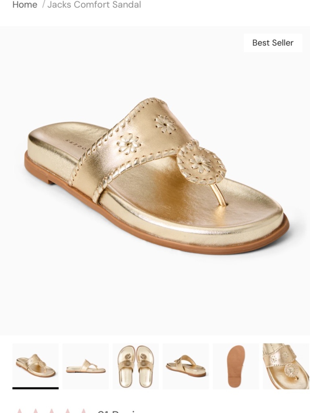Jack Rogers Metallic Gold Thong Sandal